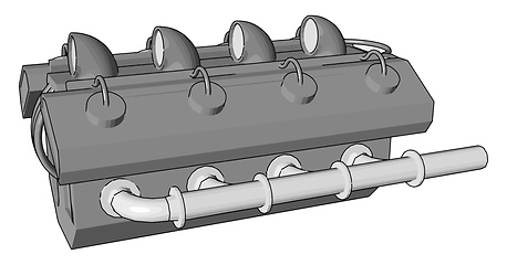 Image showing Vector illustration of abstract grey car engine on white backgro