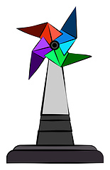 Image showing Paper windmill toy green energy vector or color illustration