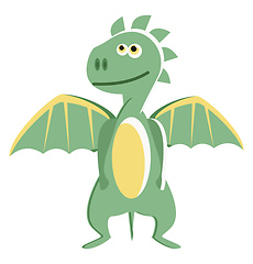 Image showing A green baby dragon vector or color illustration