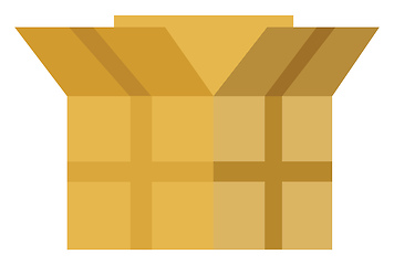 Image showing An open rectangular brown cardboard box with a plus symbol is ge