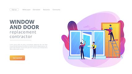 Image showing Windows and doors services concept landing page