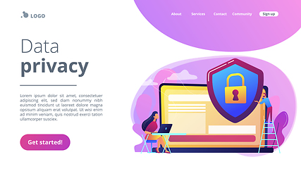 Image showing Data privacy concept landing page.