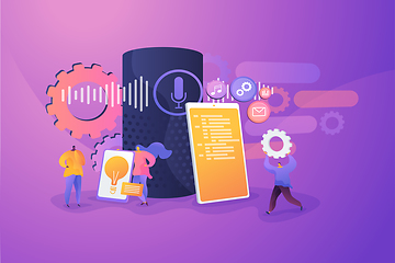 Image showing Smart speaker apps development concept vector illustration.