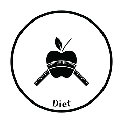 Image showing Icon of Apple with measure tape