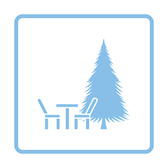 Image showing Park seat and pine tree icon