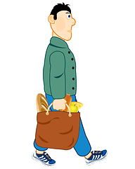 Image showing Vector illustration men with bag of the products