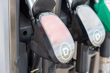 Image showing Fuel pumps on a petrol station in Europe.