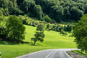 Image showing Beautiful green hill landscape in Switzerland Alps