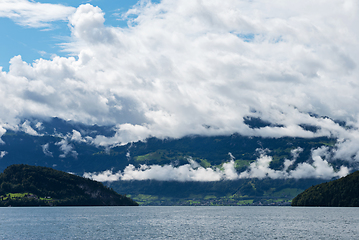 Image showing Landscape with Lake Lucerne and Alps, Switzerland