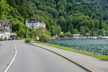 Image showing LUCERNE LAKE, SWITZERLAND - AUGUST 5, 2021: Beautiful landscape in Switzerland Alps and Lucerne lake