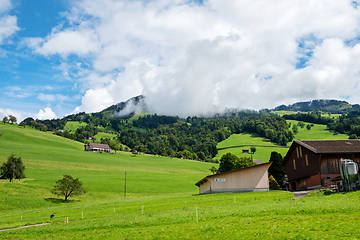 Image showing Beautiful green hill landscape in Switzerland Alps