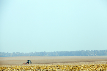 Image showing Field with tractor, close-up