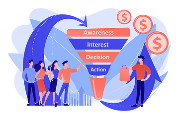 Image showing Sales funnel management concept vector illustration.