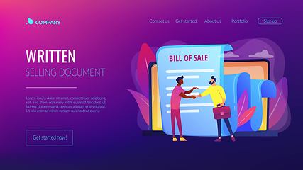 Image showing Bill of sale concept landing page