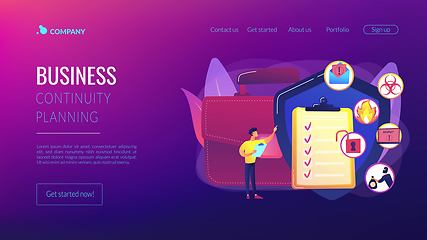 Image showing Business continuity and disaster recovery concept landing page
