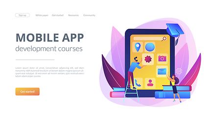 Image showing Mobile app development courses concept landing page