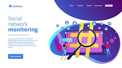 Image showing Social network monitoring concept landing page