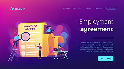 Image showing Employment agreement concept landing page