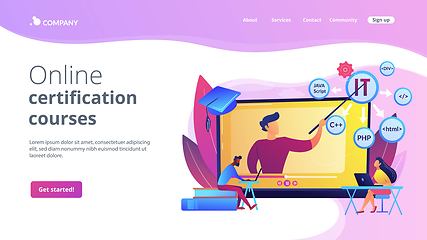 Image showing Online IT courses concept landing page