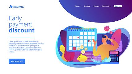 Image showing Early payment discount concept landing page