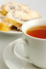 Image showing Cake with tea