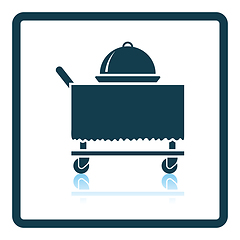 Image showing Restaurant  cloche on delivering cart icon