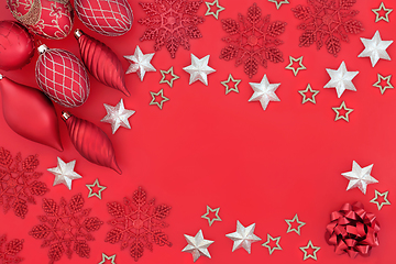 Image showing Abstract Christmas Background with Stars and Baubles