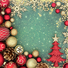 Image showing Festive Background with Christmas Tree and Decorations 