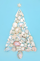 Image showing Christmas Tree Design with Seashells and Stars 