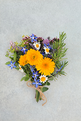 Image showing Posy of Herbs and Flowers for Herbal Medicine