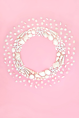 Image showing Abstract Seashell Wreath with White Shells