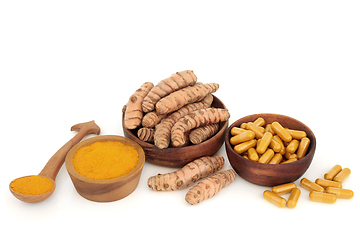 Image showing Turmeric Root Powder and Dietary Supplements 