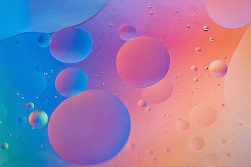 Image showing Orange and blue abstract background picture made with oil, water and soap