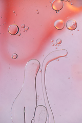 Image showing Pink abstract background picture made with oil, water and soap