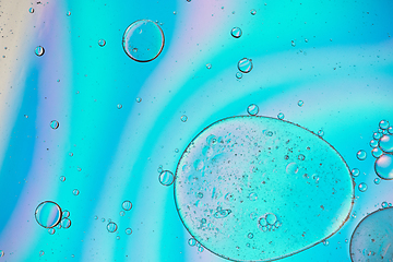 Image showing Holographic colorful abstract background with oil drops on water