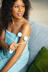 Image showing Beauty Day. Woman doing her daily skincare routine at home