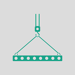 Image showing Icon of slab hanged on crane hook by rope slings 