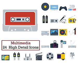 Image showing Set of 24 Multimedia Icons