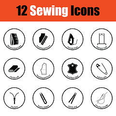 Image showing Set of twelve sewing icons