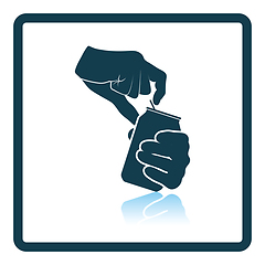 Image showing Human hands opening aluminum can icon