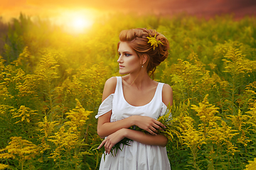 Image showing beautiful girl in field