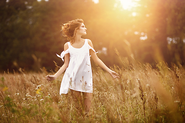 Image showing beautiful girl in field