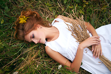 Image showing beautiful girl in field