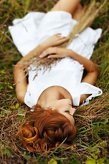 Image showing beautiful girl in field