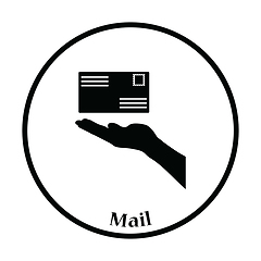 Image showing Icon of Hand holding letter