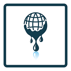 Image showing Planet with flowing down water icon