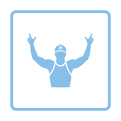 Image showing Football fan with hands up icon