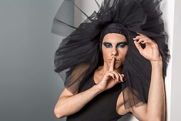 Image showing ballet dancer with dark makeup