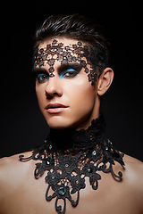 Image showing young man wiht dark makeup