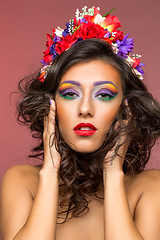 Image showing beautiful girl with flower accessories